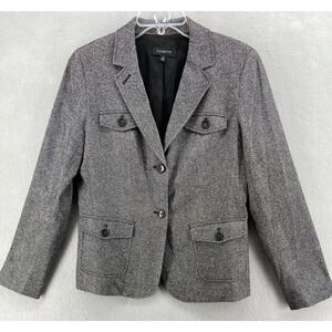 Talbots Blazer Womens Sz 10 Wool Blend 2-button Gray Suit Jacket Pockets Notched